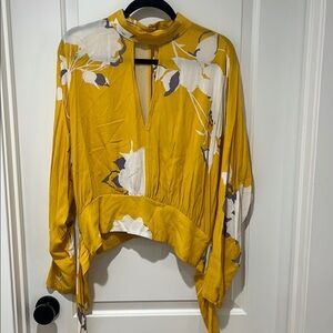Free People Floral Long Sleeve Mock Neck Top